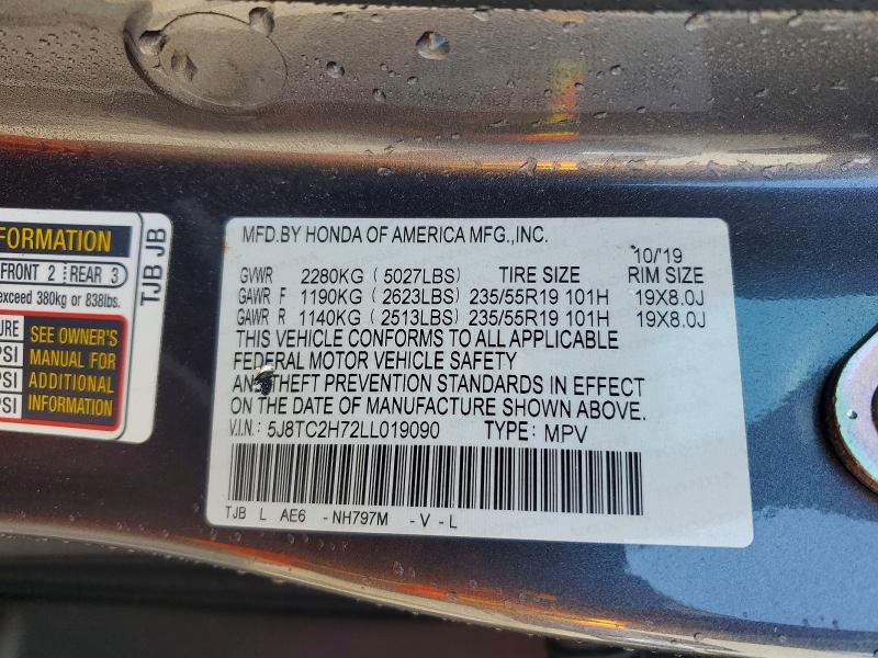 Aukcja sprzedaży 2020 Acura Rdx, vin: 5J8TC2H72LL019090, numer aukcji: 65755336
