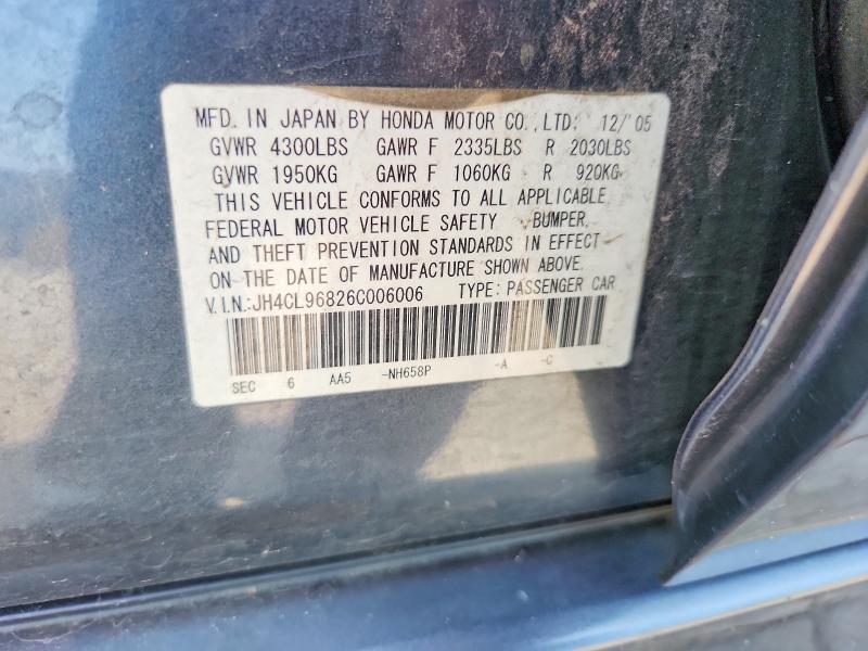 Aukcja sprzedaży 2006 Acura Tsx, vin: JH4CL96826C006006, numer aukcji: 64286576
