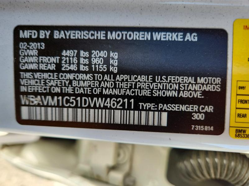63252446 :رقم المزاد ، WBAVM1C51DVW46211 vin ، 2013 Bmw X1 مزاد بيع