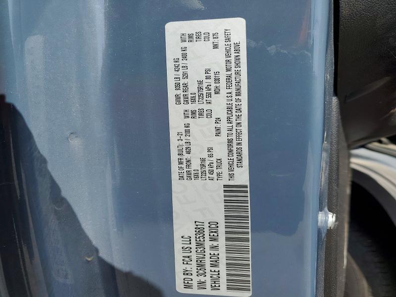 2021 Ram Promaster 3500 მანქანა იყიდება აუქციონზე, vin: 3C6MRVJG3ME536817, აუქციონის ნომერი: 62853696