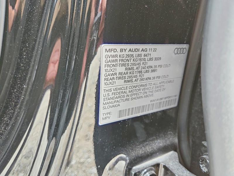 Aukcja sprzedaży 2023 Audi Q8, vin: WA1AVBF18PD011181, numer aukcji: 64375626