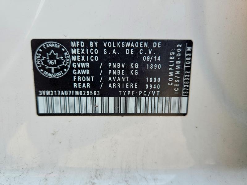Продаж на аукціоні авто 2015 Volkswagen Golf, vin: 3VW217AU7FM029563, номер лоту: 64651196