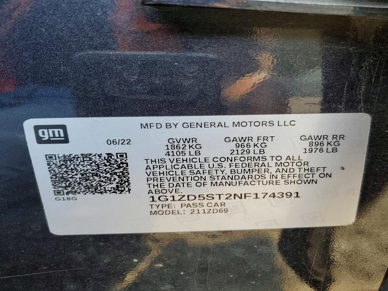 63519796 :رقم المزاد ، 1G1ZD5ST2NF174391 vin ، 2022 Chevrolet Malibu مزاد بيع