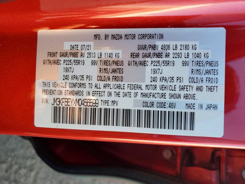 65233306 :رقم المزاد ، JM3KFBEYXM0456599 vin ، 2021 Mazda Cx-5 مزاد بيع