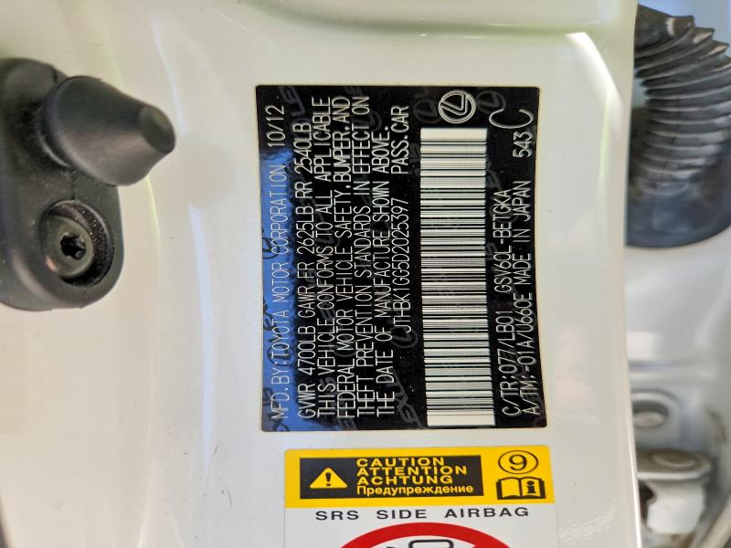 2013 Lexus Es მანქანა იყიდება აუქციონზე, vin: JTHBK1GG5D2025397, აუქციონის ნომერი: 63590616