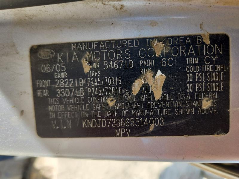 Aukcja sprzedaży 2006 Kia Sorento, vin: KNDJD733665514003, numer aukcji: 63443406