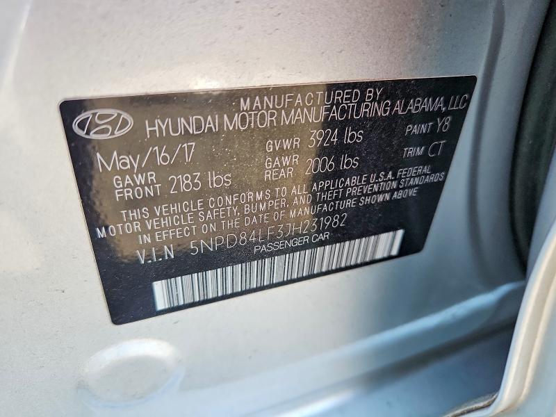 66423656 :رقم المزاد ، 5NPD84LF3JH231982 vin ، 2018 Hyundai Elantra مزاد بيع