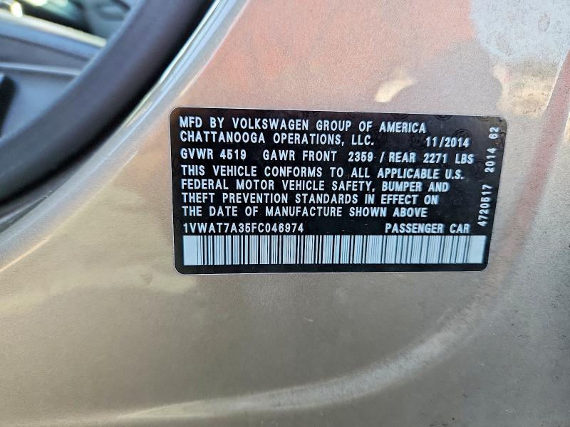 Продаж на аукціоні авто 2015 Volkswagen Passat, vin: 1VWAT7A35FC046974, номер лоту: 66195056