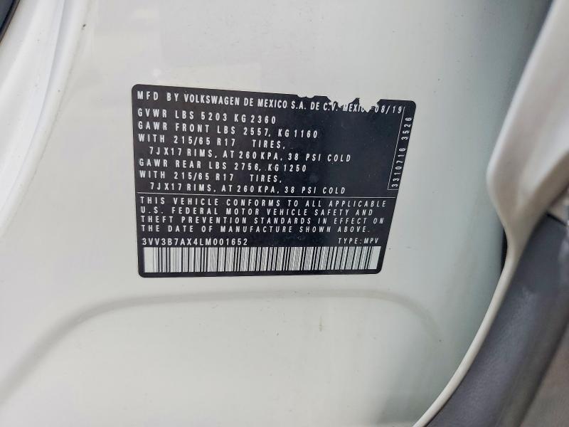 64341456 :رقم المزاد ، 3VV3B7AX4LM001652 vin ، 2020 Volkswagen Tiguan مزاد بيع