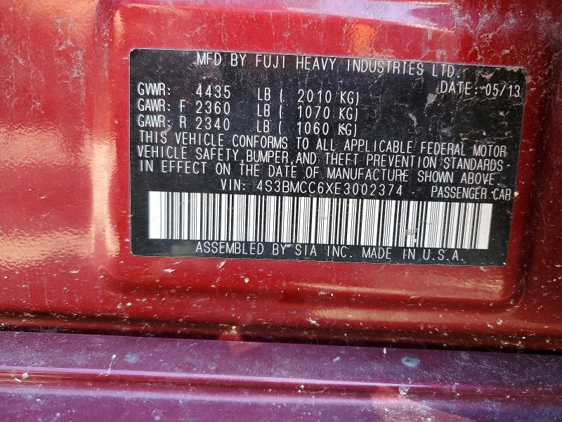 Продаж на аукціоні авто 2014 Subaru Legacy, vin: 4S3BMCC6XE3002374, номер лоту: 61421416