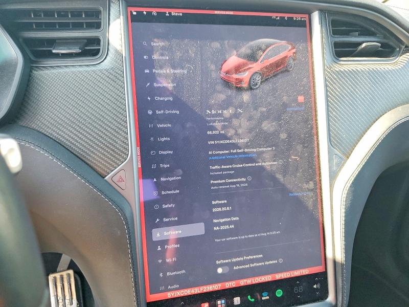 Aukcja sprzedaży 2020 Tesla Model X, vin: 5YJXCDE43LF236107, numer aukcji: 65041166