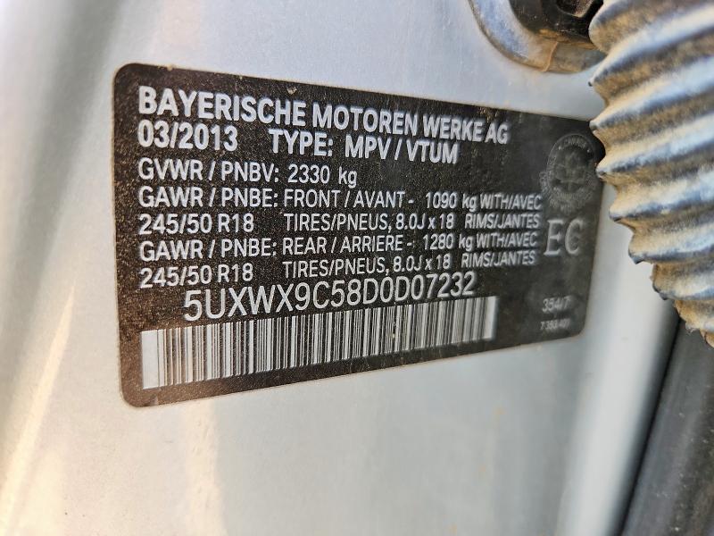 Auction sale of the 2013 Bmw X3, vin: 5UXWX9C58D0D07232, lot number: 65027456