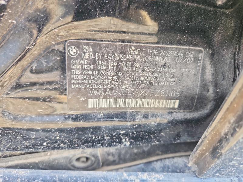 57360256 :رقم المزاد ، WBAVC535X7FZ81105 vin ، 2007 Bmw 328 مزاد بيع