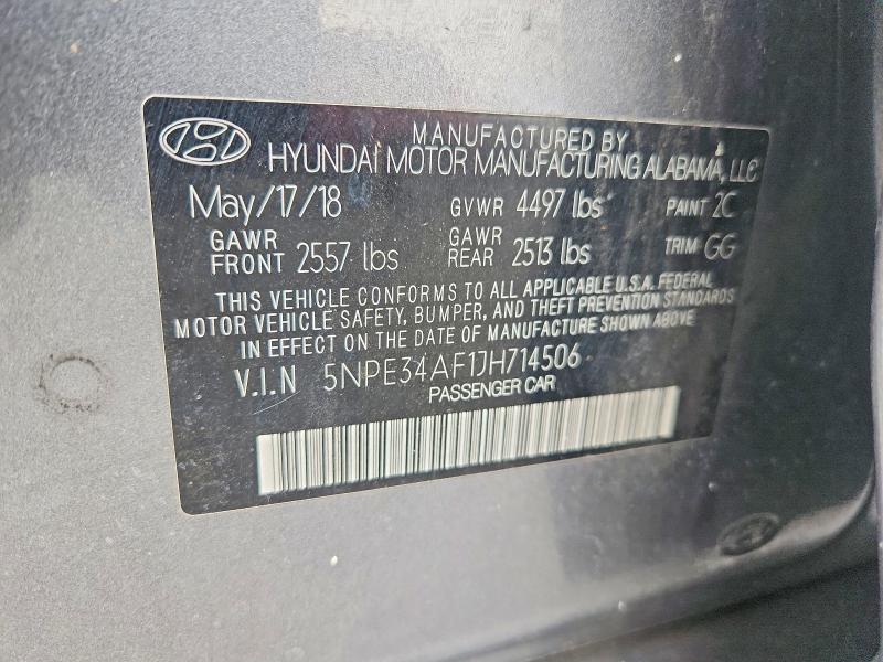 Aukcja sprzedaży 2018 Hyundai Sonata, vin: 5NPE34AF1JH714506, numer aukcji: 65628476