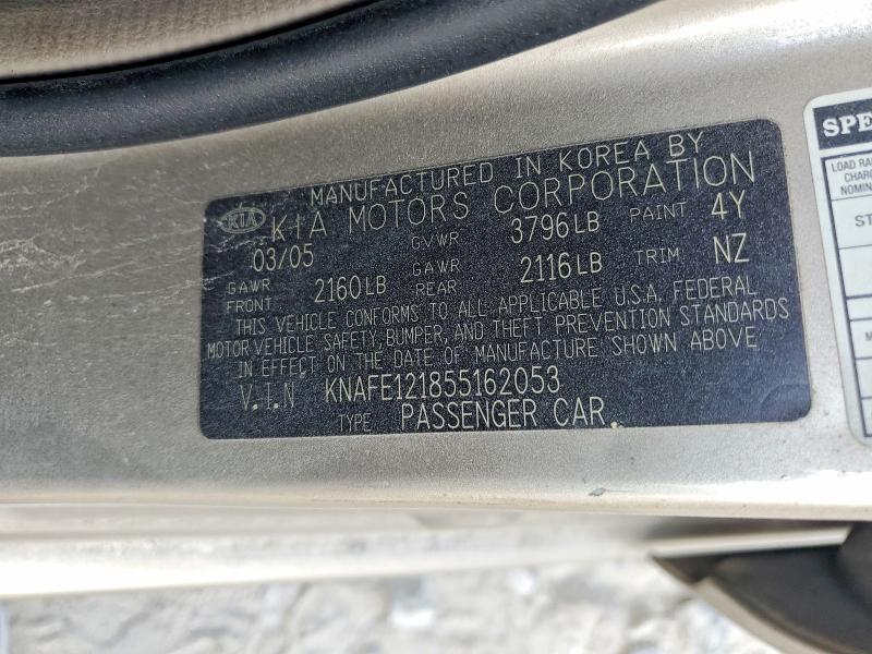 Продажа на аукционе авто 2005 Kia Spectra, vin: KNAFE121855162053, номер лота: 63712376
