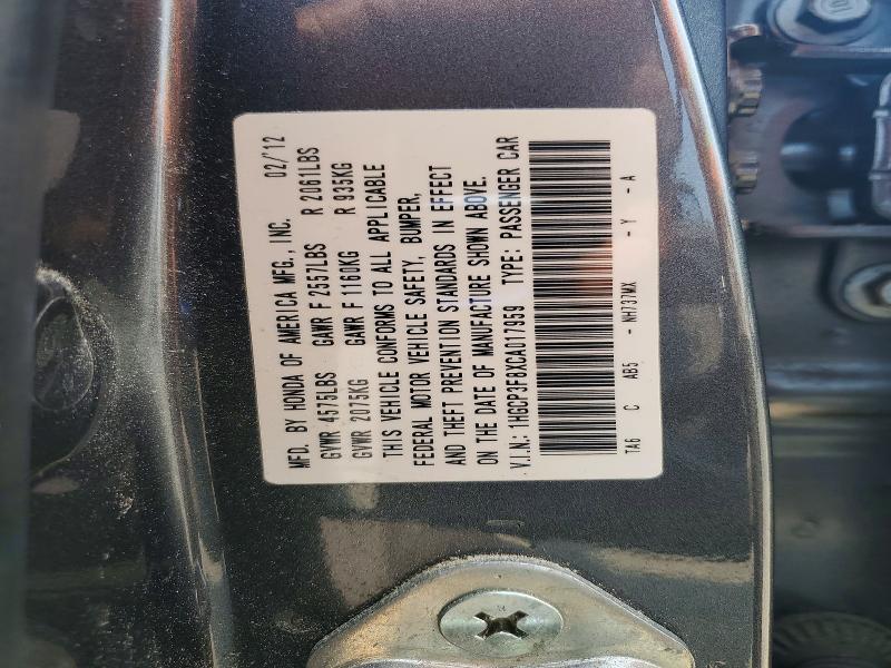 Aukcja sprzedaży 2012 Honda Accord, vin: 1HGCP3F8XCA017959, numer aukcji: 64024106
