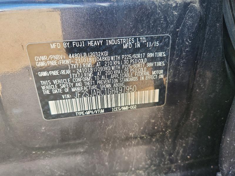 Продажа на аукционе авто 2016 Subaru Forester, vin: JF2SJABC1GH497950, номер лота: 63934066