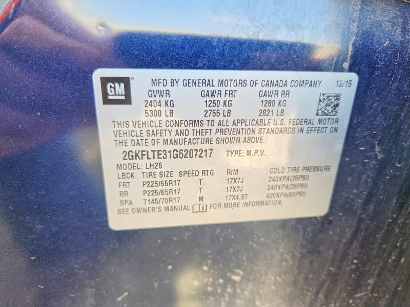 Aukcja sprzedaży 2016 Gmc Terrain, vin: 2GKFLTE31G6207217, numer aukcji: 65043036