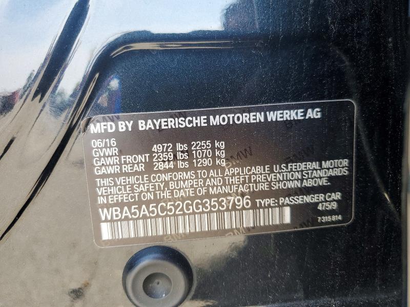 Aukcja sprzedaży 2016 Bmw 528, vin: WBA5A5C52GG353796, numer aukcji: 66441326