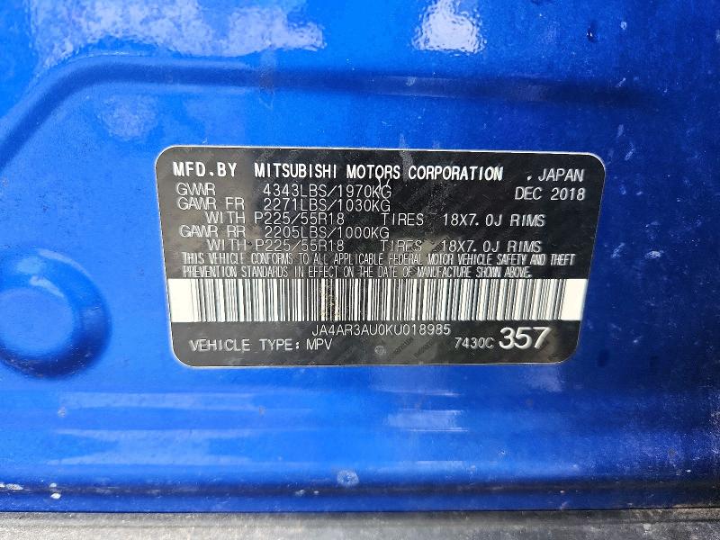 Aukcja sprzedaży 2019 Mitsubishi Outlander Sport, vin: JA4AR3AU0KU018985, numer aukcji: 64197926