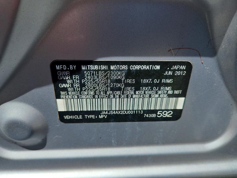 65577196 :رقم المزاد ، JA4JS4AX2DU001113 vin ، 2013 Mitsubishi Outlander مزاد بيع
