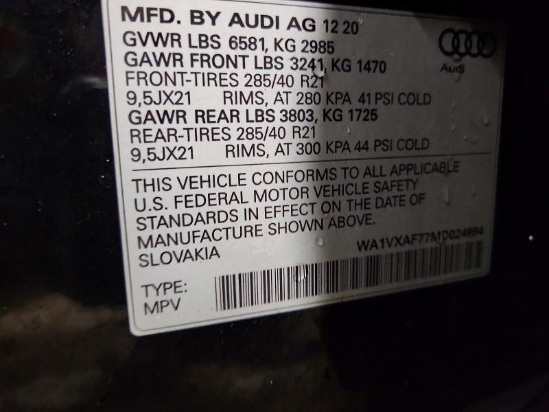 Aukcja sprzedaży 2021 Audi Q7, vin: WA1VXAF77MD024994, numer aukcji: 63308146