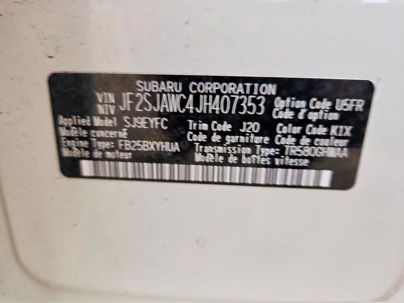 Продаж на аукціоні авто 2018 Subaru Forester, vin: JF2SJAWC4JH407353, номер лоту: 63943776