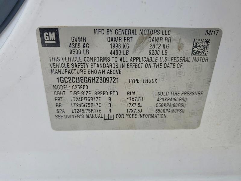 63447916 :رقم المزاد ، 1GC2CUEG6HZ309721 vin ، 2017 Chevrolet Silverado مزاد بيع