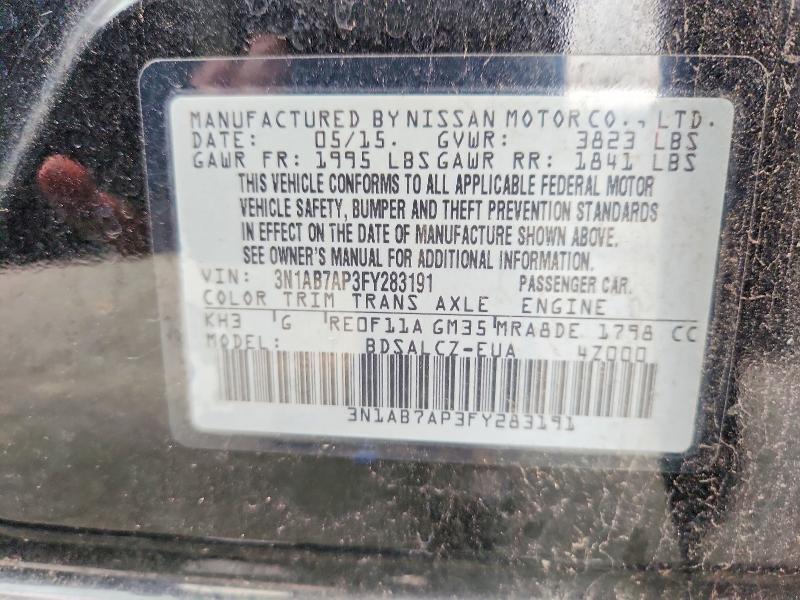 63682426 :رقم المزاد ، 3N1AB7AP3FY283191 vin ، 2015 Nissan Sentra مزاد بيع