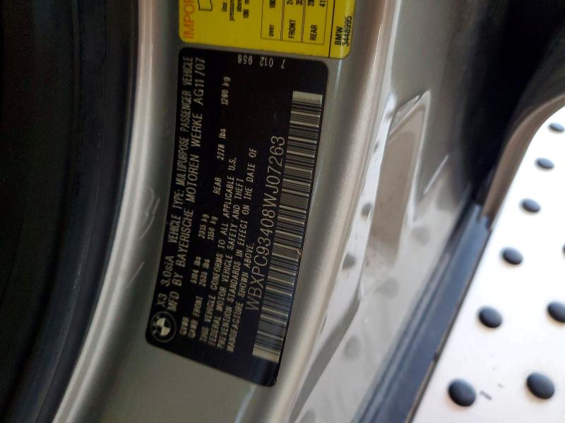Aukcja sprzedaży 2008 Bmw X3, vin: WBXPC93408WJ07263, numer aukcji: 63487656