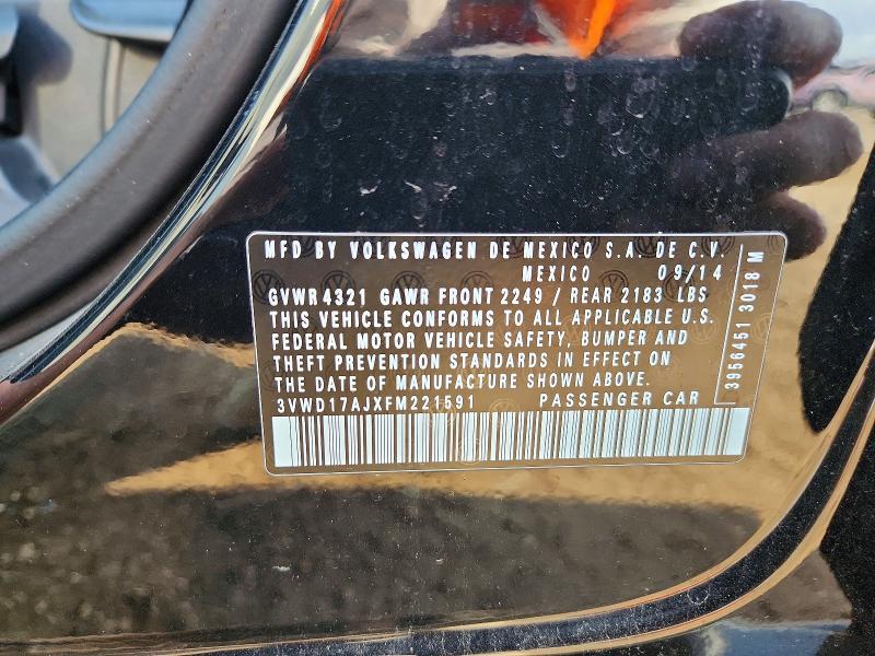 2015 Volkswagen Jetta მანქანა იყიდება აუქციონზე, vin: 3VWD17AJXFM221591, აუქციონის ნომერი: 63440186