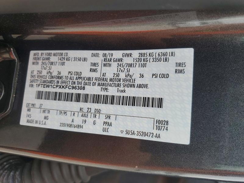 Aukcja sprzedaży 2019 Ford F150, vin: 1FTEW1CPXKFC96308, numer aukcji: 64016926