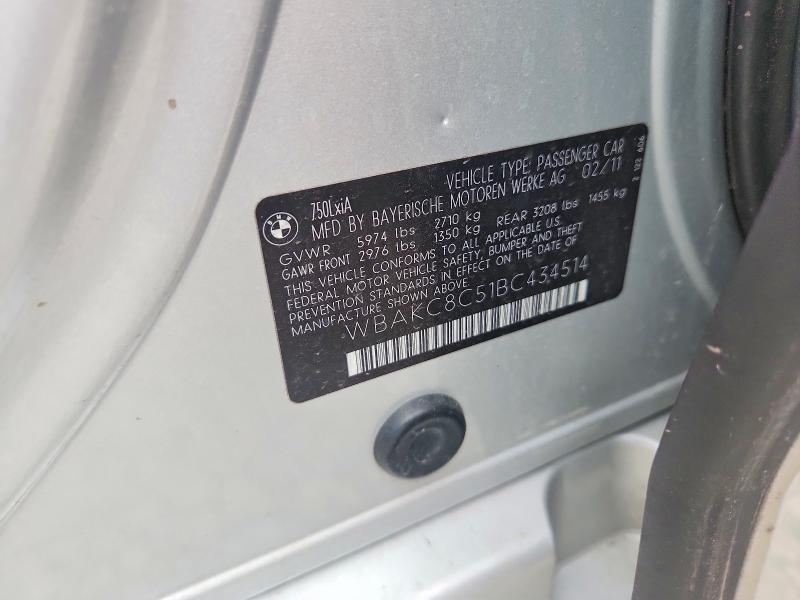 64285376 :رقم المزاد ، WBAKC8C51BC434514 vin ، 2011 Bmw 750 مزاد بيع