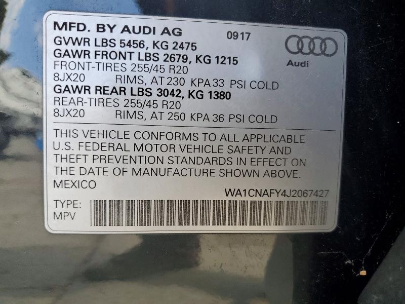 66821556 :رقم المزاد ، WA1CNAFY4J2067427 vin ، 2018 Audi Q5 مزاد بيع