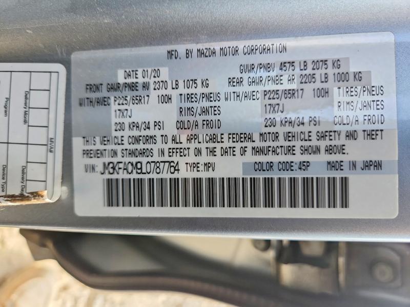 2020 Mazda Cx-5 მანქანა იყიდება აუქციონზე, vin: JM3KFACM9L0787764, აუქციონის ნომერი: 63926006