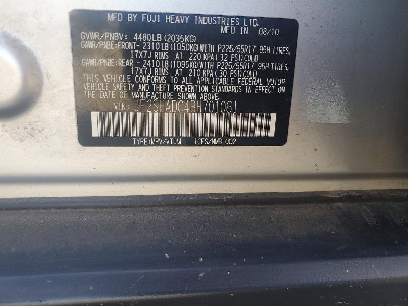 Продажа на аукционе авто 2011 Subaru Forester, vin: JF2SHADC4BH701061, номер лота: 63994616