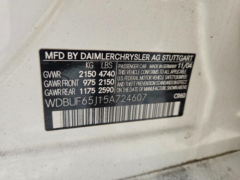 Продаж на аукціоні авто 2005 Mercedes-benz E, vin: WDBUF65J15A724607, номер лоту: 67073716