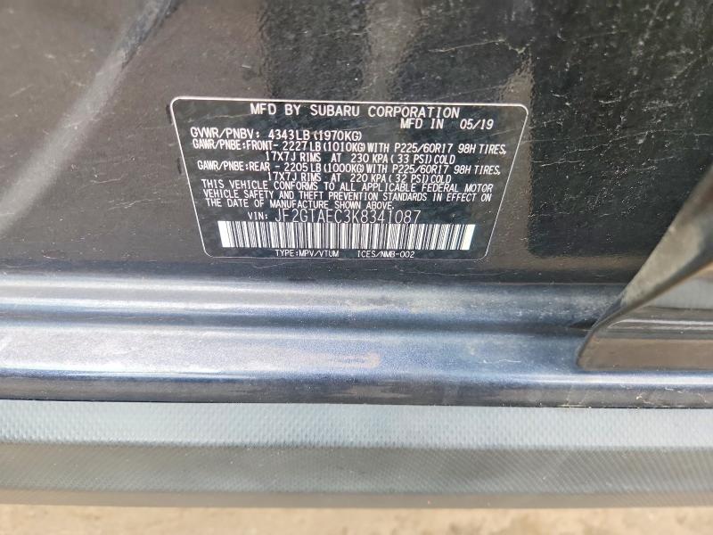 2019 Subaru Crosstrek მანქანა იყიდება აუქციონზე, vin: JF2GTAEC3K8341087, აუქციონის ნომერი: 65104346