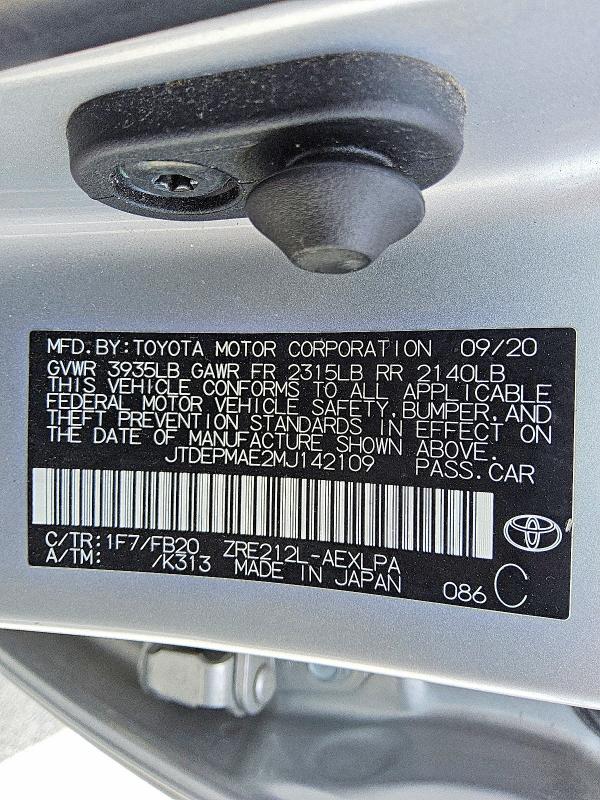 Продаж на аукціоні авто 2021 Toyota Corolla, vin: JTDEPMAE2MJ142109, номер лоту: 60168156
