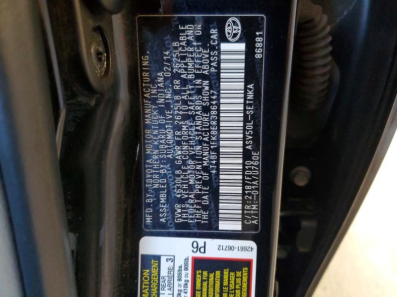 65176726 :رقم المزاد ، 4T4BF1FK8ER386447 vin ، 2014 Toyota Camry مزاد بيع