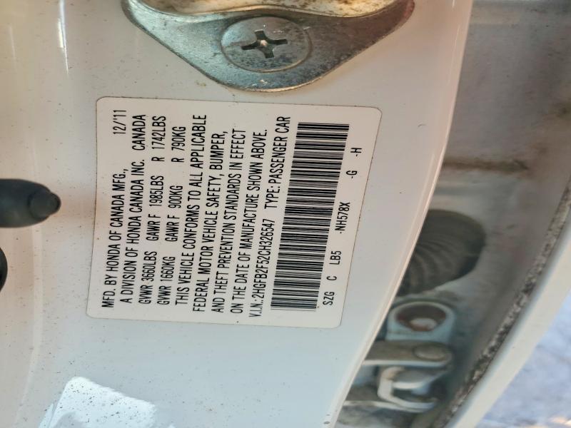 Aukcja sprzedaży 2012 Honda Civic, vin: 2HGFB2F52CH326547, numer aukcji: 64911666