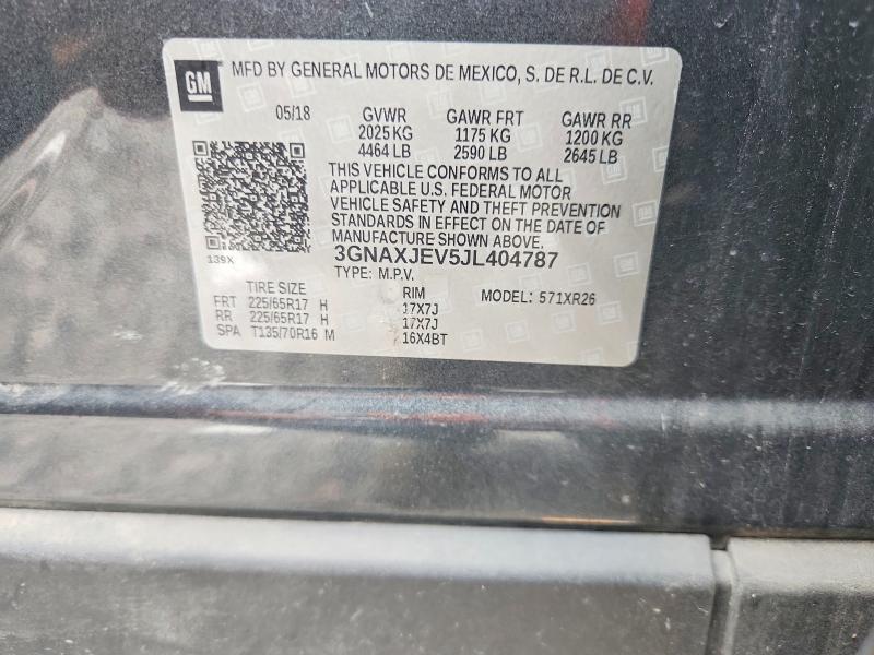 2018 Chevrolet Equinox მანქანა იყიდება აუქციონზე, vin: 3GNAXJEV5JL404787, აუქციონის ნომერი: 63922596