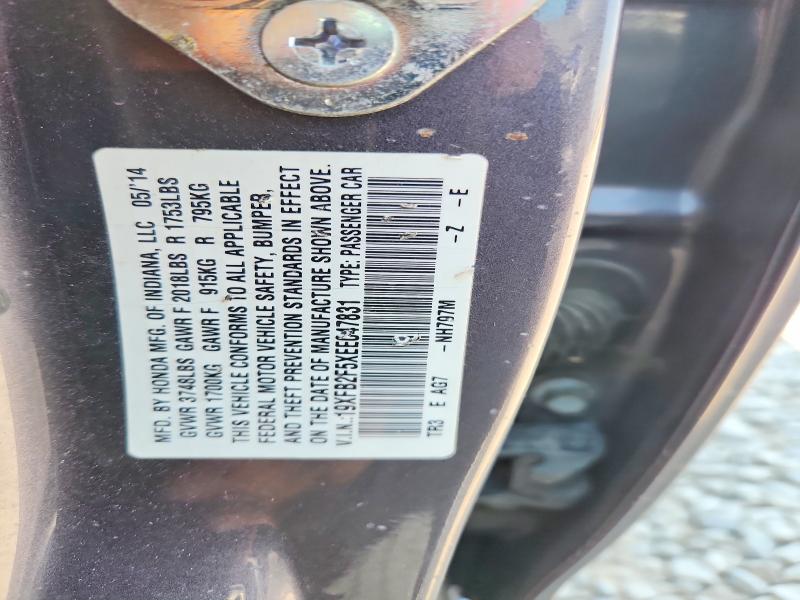 Aukcja sprzedaży 2014 Honda Civic, vin: 19XFB2F5XEE047831, numer aukcji: 63753036