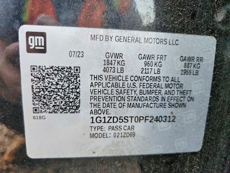 66516796 :رقم المزاد ، 1G1ZD5ST0PF240312 vin ، 2023 Chevrolet Malibu مزاد بيع
