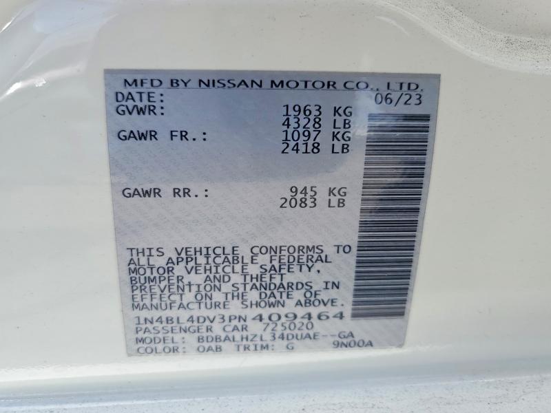66954646 :رقم المزاد ، 1N4BL4DV3PN409464 vin ، 2023 Nissan Altima مزاد بيع