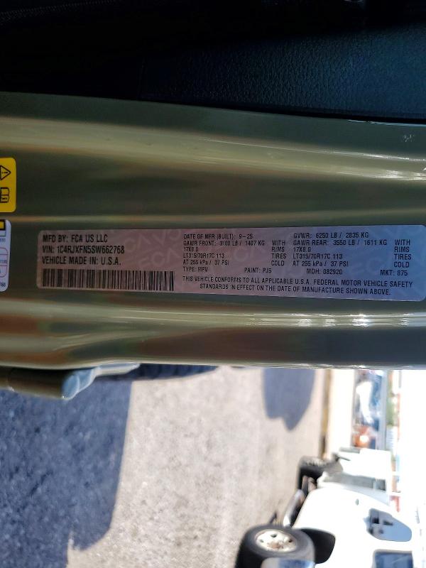 Продаж на аукціоні авто 2025 Jeep Wrangler, vin: 1C4RJXFN5SW662768, номер лоту: 63833046
