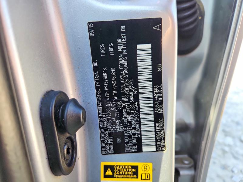 Aukcja sprzedaży 2015 Toyota Highlander, vin: 5TDZARFH3FS016544, numer aukcji: 65508156