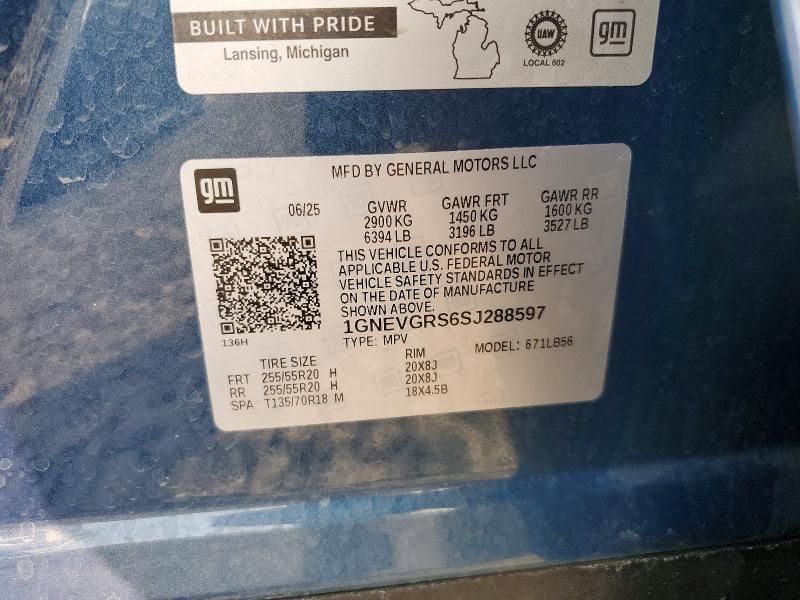 64236826 :رقم المزاد ، 1GNEVGRS6SJ288597 vin ، 2025 Chevrolet Traverse مزاد بيع