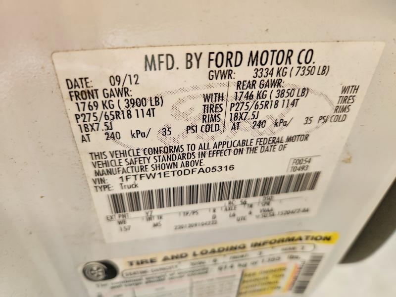 Продаж на аукціоні авто 2013 Ford F150, vin: 1FTFW1ET0DFA05316, номер лоту: 64660966