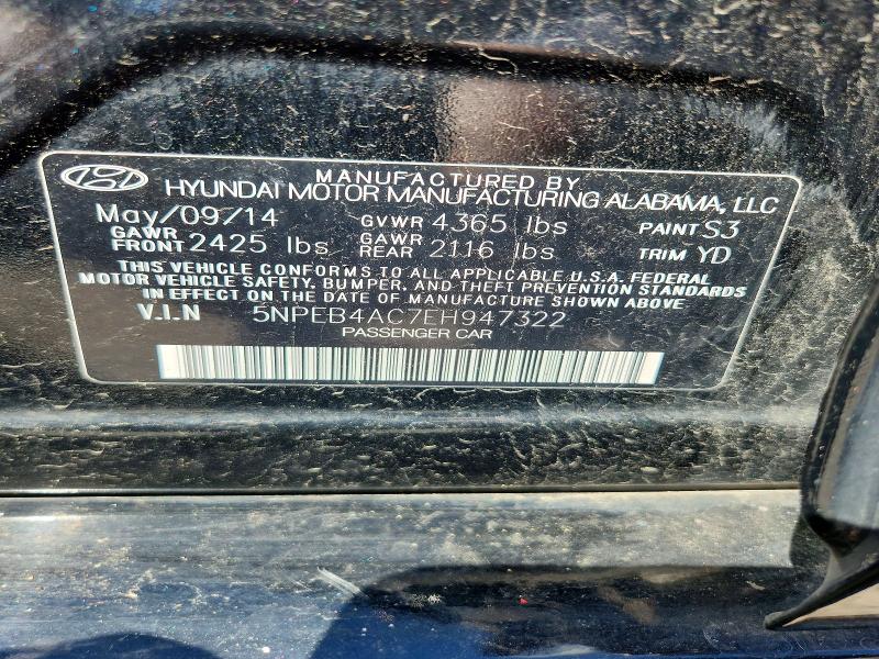 64841426 :رقم المزاد ، 5NPEB4AC7EH947322 vin ، 2014 Hyundai Sonata مزاد بيع